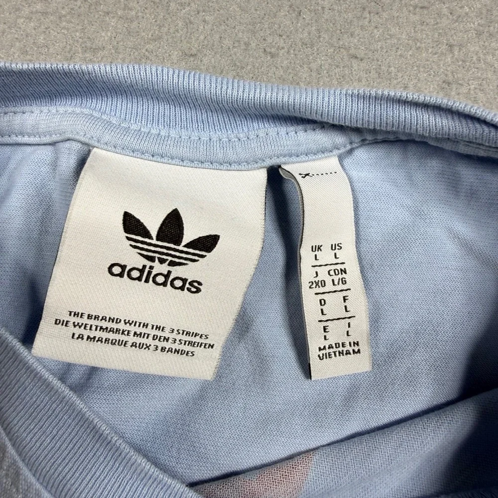 Adidas Originals Mens Trefoil Geometric Graphic T-Shirt Light Blue Large